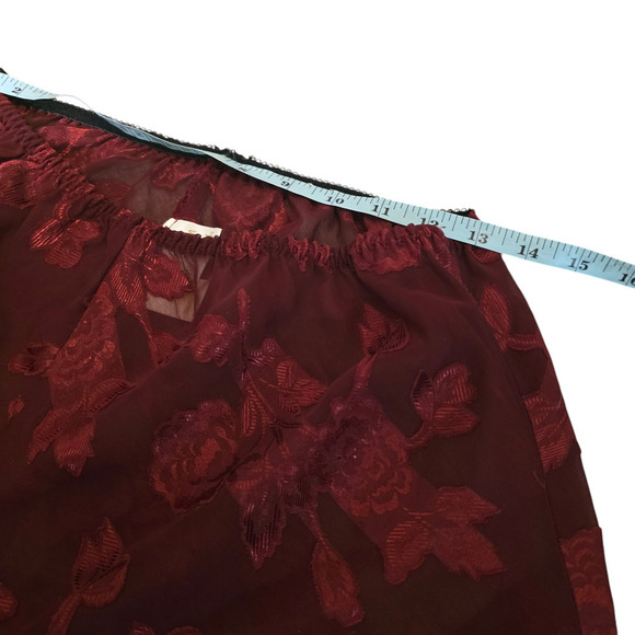 Vintage 90s sheer floral deep red lingerie pajama set size medium - Picture 10 of 11